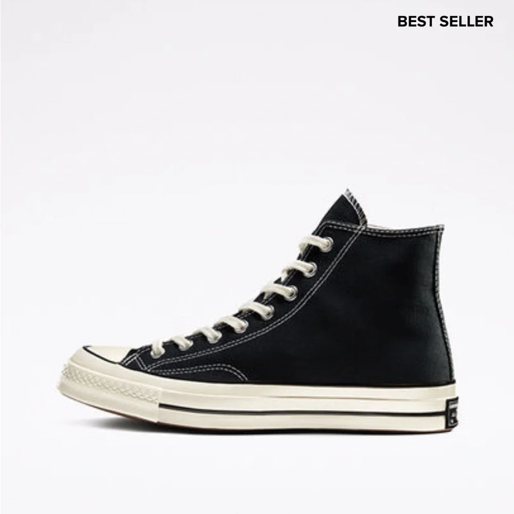 Converse Black and Cream Chuck Taylor All Star High Top Sneakers - Picture 4 of 10